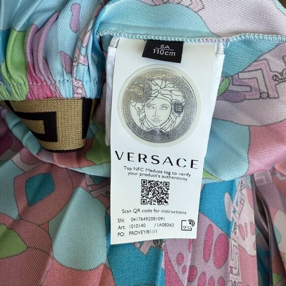 Versace Girls Pleated Skirt, Flowers Greca Twill, Size 5A - Picture 8 of 11